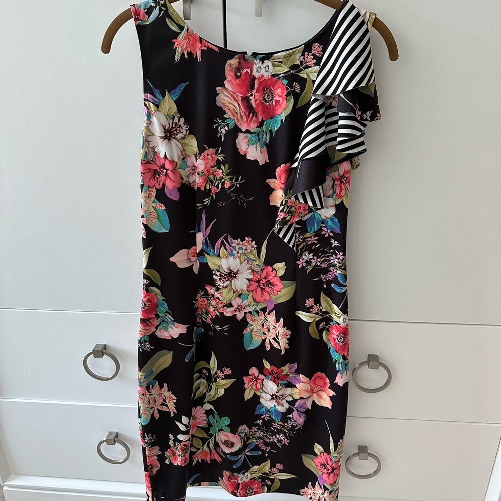 Joseph Ribkoff black floral sheath dress